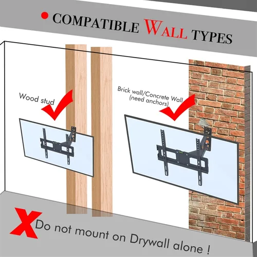 Miniatura 4 de Soporte de pared para TV de 32 a 65 pulgadas, soporte de TV con inclinación y ajuste de nivel, soporte universal de TV soporte de TV Soporte de TV