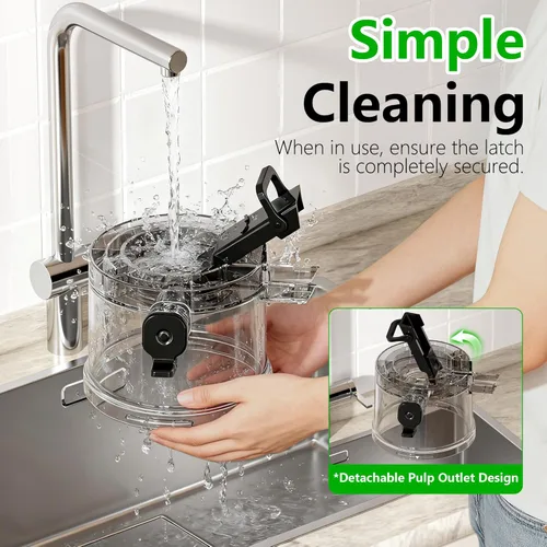 Miniatura 7 de B12 Exprimidor de prensado en frío, máquinas exprimidoras lentas y masticadoras de 6" con canal de alimentación extra grande, potente motor AC sin
