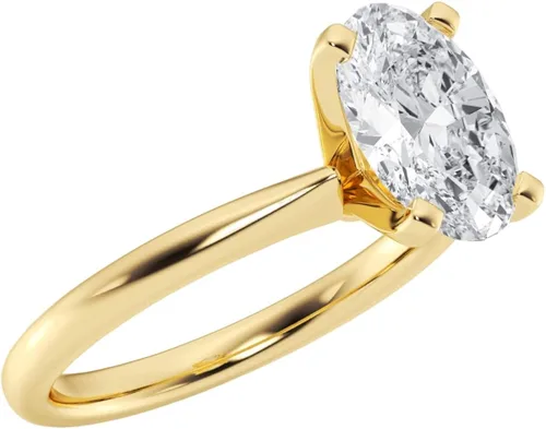 Miniatura 3 de Customize Jewels IGI 1 2 3 4 5 Carat White Oval Excellent Beautiful Lab Created Diamond Petite Solitaire Engagement Ring In 14k Yellow Gold For