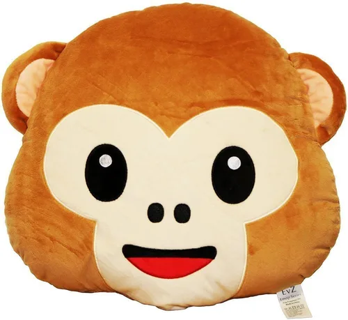 Miniatura 28 de Emoji Cara de Alienígena Cojín de Emoticón Relleno de Felpa Suave Almohada, Certificado Oficial, EvZ 31cm Gris