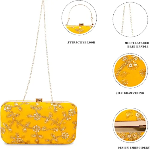 Miniatura 5 de LONGING TO BUY Embrague de caja de diseño hecho a mano para mujeres, embrague bordado Zari para mujeresembrague de mano para mujeres
