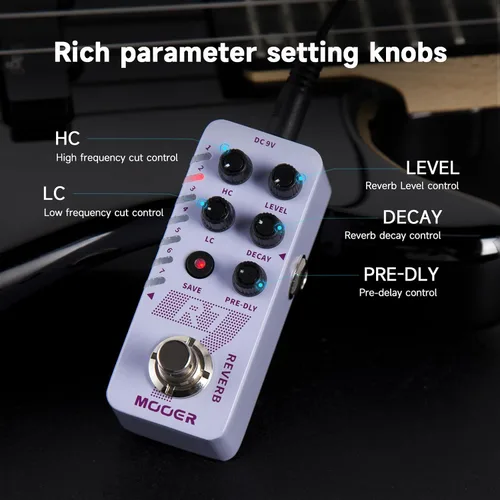 Miniatura 3 de MOOER Pedal de guitarra D7 Delay con 6 cintas de retardo diferentes y grabación Looper de 150s, función ajustable múltiple, tempo de toque Surpport