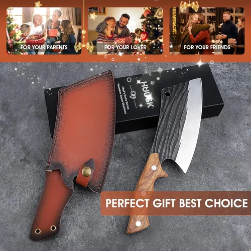 Miniatura 7 de Huusk Cuchillos de carnicero para cortar carne, cuchillo de carnicero forjado a mano, cuchillo de chef de acero de alto carbono, cuchillo