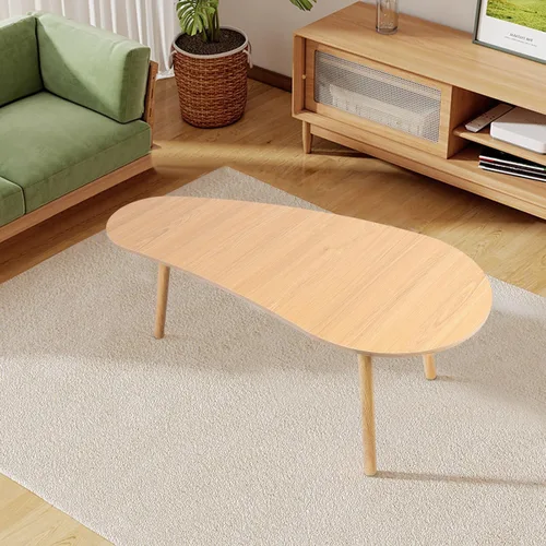 Miniatura 5 de Mesa de centro pequeña, mesa de té moderna de mediados de siglo para sala de estar, mesa de centro de exhibición minimalista, mesa de madera ovalada