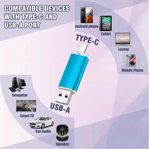 Miniatura 4 de Paquete de 2 unidades flash USB 3.0 de 64 GB tipo C de 128 GB 2 en 1 USB-C, unidad de memoria para teléfonos inteligentes, computadora, tableta, PC