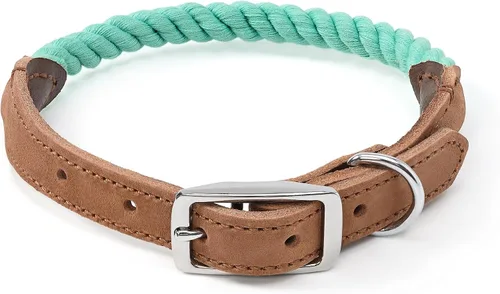 Miniatura 19 de Mile High Life Collares para perros, collares de algodón suave con hebilla de metal pesado, collar clásico para cachorros con puntas de cuero