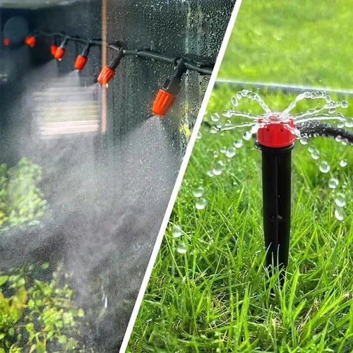 Miniatura 5 de Kit automático de riego por goteo para invernadero, patio y jardín - Sistema de riego de micro nebulización con boquillas ajustables, temporizador