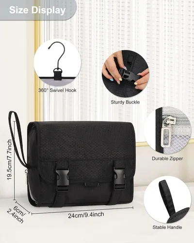 Miniatura 3 de Pequeña bolsa de aseo colgante para hombres y mujeres, organizador colgante portátil para kit de ducha de tamaño de viaje, accesorios de maquillaje