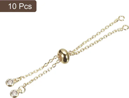 Miniatura 3 de uxcell Pulseras deslizantes ajustables, 10 cadenas de conexión extensor O Link con extremos de diamantes de imitación para hacer joyas de bricolaje