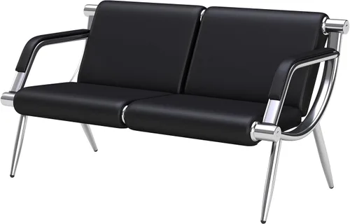 Miniatura 4 de KINTNESS Silla de sala de espera de 2 asientos, silla de recepción de piel sintética, muebles de vestíbulo con brazos para aeropuerto, banco