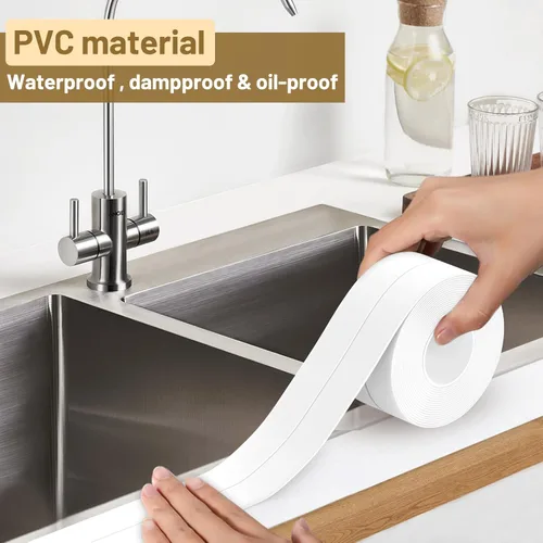 Miniatura 3 de Cinta de calafateo impermeable autoadhesiva, 2 rollos de cinta de sellado para inodoro, cinta de sellado para tina para cocina, baño, encimera