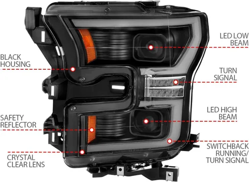 Miniatura 5 de ANZO USA FAROS DE INTERRUPTOR LED COMPLETO FORD F-150 15-17 NEGRO AMBER