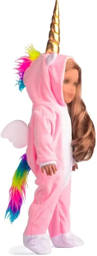 Miniatura 3 de Ropa para muñeca de 18 pulgadas, disfraz de unicornio, pijama y mameluco con arcoíris, pinzas de pelo con moño. Se ajusta a muñecas de 18 pulgadas