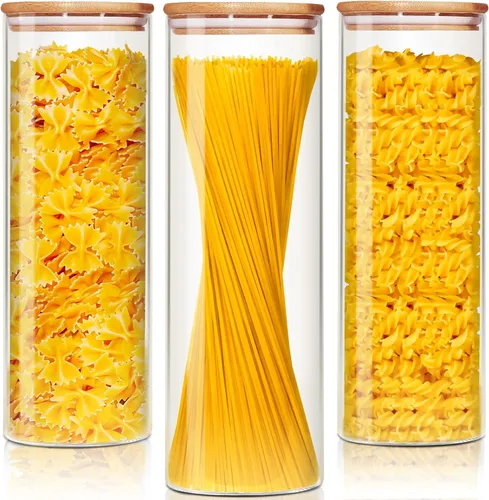 Miniatura 14 de HomArtist Juego de 4 recipientes grandes de vidrio para harina y azúcar, 180oz x2 & 93oz x2, recipientes de vidrio para almacenamiento de alimentos