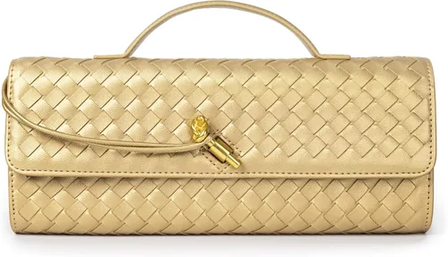 Miniatura 21 de Joryin Bolso tejido para mujer, bolso de mano de cuero tejido, bolso cruzado, bolso formal de noche, cuero vegano