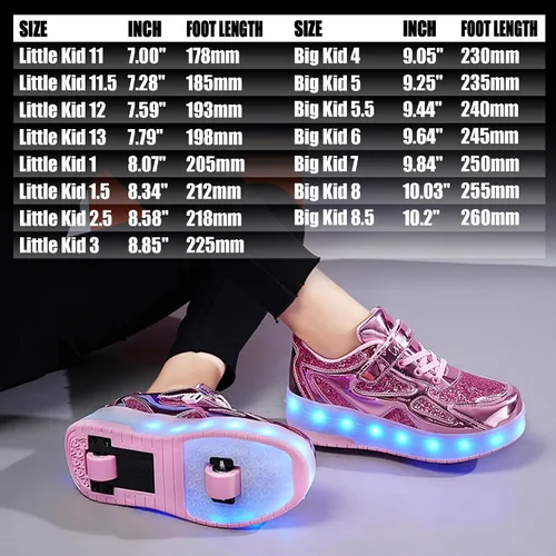 Miniatura 2 de Wooowyet - Tenis con ruedas y luces LED para niños y niñas, con ruedas, USB recargable, cierre de gancho y bucle