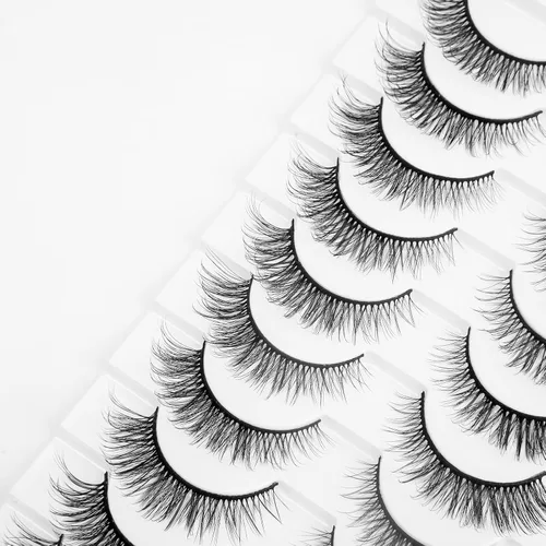 Miniatura 6 de Pestañas naturales de ojo de gato, pestañas 3D de visón, paquete de 10 pares de pestañas postizas cortas y esponjosas, pestañas postizas