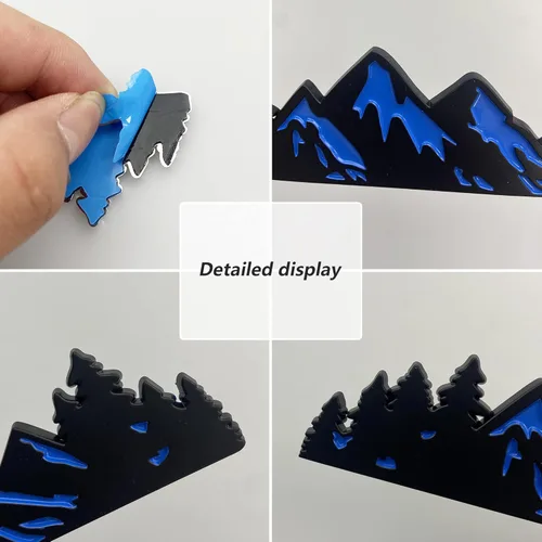 Miniatura 6 de Zhizhong Emblema de árbol de montaña de nieve de 7 pulgadas, insignia gráfica de montañas para maletero y portón trasero para automóvil, camión