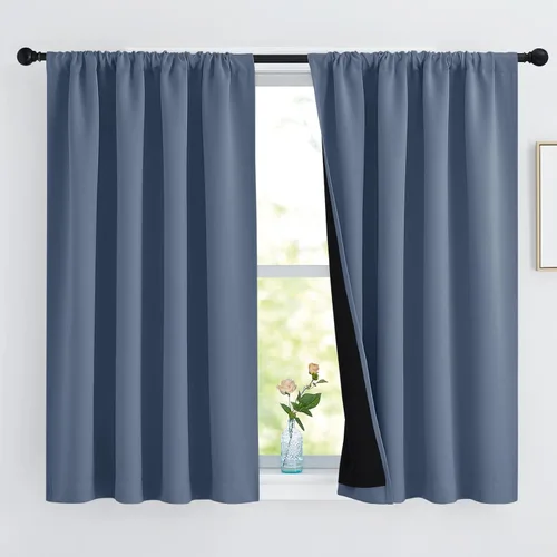 Miniatura 74 de NICETOWN Cortinas blancas 100% opacas, 2 capas gruesas completamente opacas con bolsillo para barra, cortinas aislantes térmicas para Blanco puro