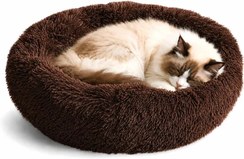 Miniatura 16 de Whiskers & Friends Camas para gatos de interior, cama mullida y calmante para gatos con forma de dona, cama para perros pequeños lavable, camas Gris