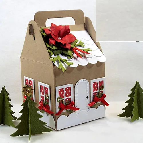 Miniatura 3 de Caja de Navidad para puerta de árbol troquelada de metal, caja de regalo de dulces de Navidad, plantillas cortadas, álbumes de recortes, álbum
