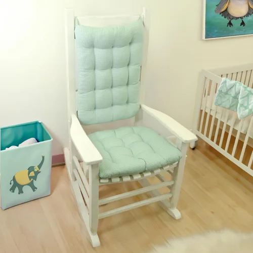 Miniatura 2 de Barnett Home Decor Madrid Aqua - Cojines para silla mecedora, extra grandes, cojín de espuma de látex de 19 x 19 pulgadas y cojín de respaldo de 23