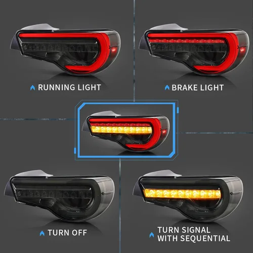 Miniatura 2 de VLAND Luces traseras LED compatibles con Scion Fr-s 2013-2016 Toyota86/Subuaru Brz 2013-2020 con secuencial ámbar, conjunto de lámpara trasera LED