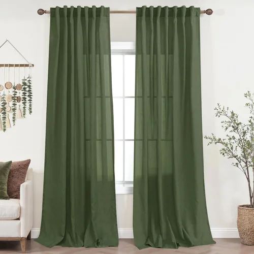 Miniatura 64 de KOUFALL Cortinas de lino azul marino de 84 pulgadas de largo, cortinas transparentes azul oscuro para sala de estar y dormitorio, medianoche
