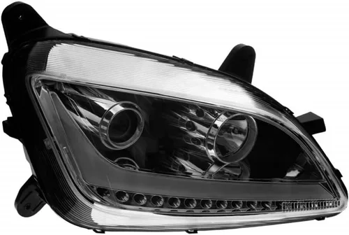 Para Peterbilt 579 2012-2020 Faro delantero lado del pasajero | Carcasa cromada | Barra de luz LED / luces de señal | Proyector alto/bajo