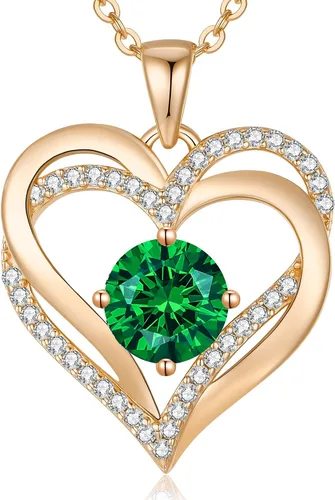 Miniatura 188 de LOUISA SECRET Love Heart Birthstone Necklaces for Women, Birthday Gift for Women, Anniversary Jewelry for Wife Her, 925 Sterling Silver Pendant