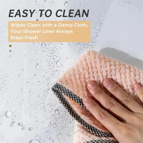 Miniatura 7 de AmazerBath - Cortina de ducha blanca, 72 x 78 pulgadas, cortina de ducha de PEVA, impermeable, pesada, gruesa, con 3 piedras grandes transparentes