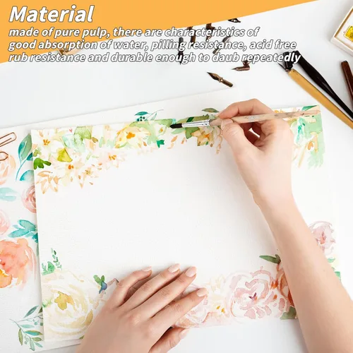 Miniatura 4 de 150 hojas de papel para acuarela a granel, papel de color blanco para estudiantes de pintura, adultos, artistas, dibujo - 65LB/180GSM papel de arte