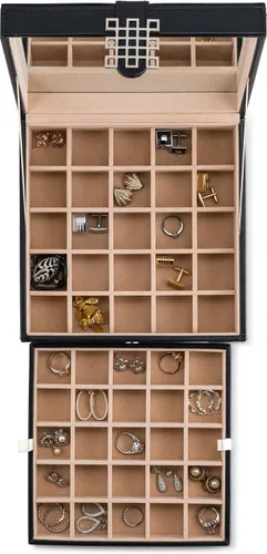 Miniatura 3 de Caja organizadora clásica con 50 compartimientos para joyería: para aretes, anillos, brazaletes o collares