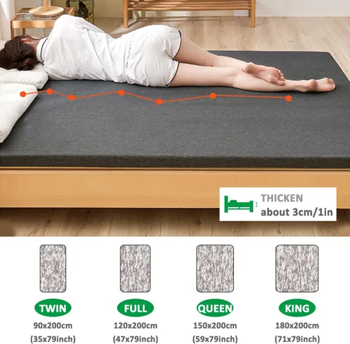 Miniatura 3 de Cubrecolchón de espuma viscoelástica de gel, protector de colchón refrescante, cubrecolchón de cama con infusión de gel con funda extraíble lavable