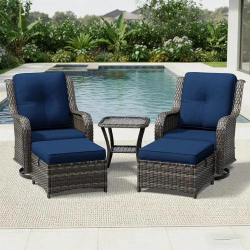 Miniatura 111 de Joyside Juego de sillas de mimbre para patio, juego de 3 piezas de mimbre para exteriores con 2 sillas reposabrazos y 1 mesa auxiliar para terraza
