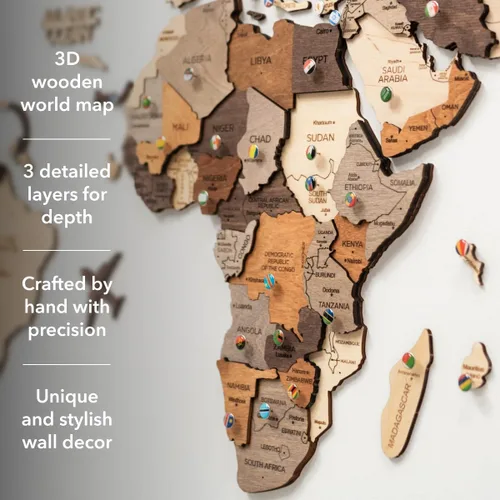 Miniatura 2 de Enjoy The Wood Mapa del mundo de madera 3D, arte de pared, decoración de pared de madera grande, idea de regalo de inauguración de la casa, idea
