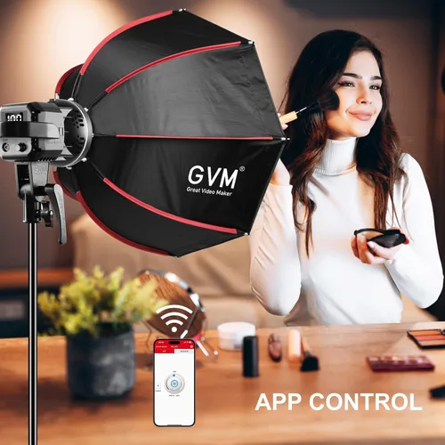 Miniatura 4 de GVM - Luz de video de 80 W, luces de estudio para fotografía, kit de iluminación Softbox con soporte Bowens, temperatura de color CRI97+ 5600K, caja