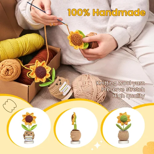 Miniatura 5 de Muñeca de Girasol Positiva de Gossby Tejida a Crochet con Tarjeta - Excelente, la Abuela Lo Recomendaría - Regalo para la Abuela de Nieta, Nieto