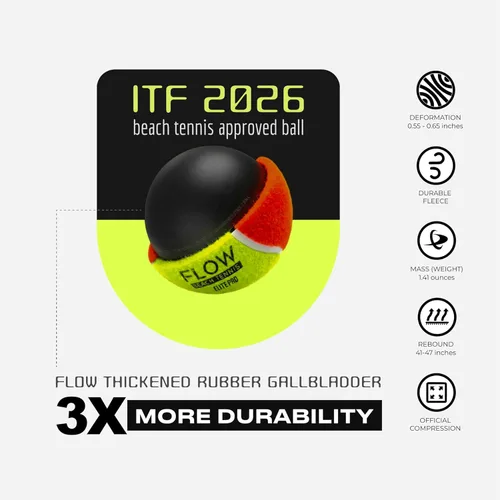 Miniatura 2 de Flow - Pelotas de playa para tenis, aprobadas por la ITF, paquete de 3, pelotas de arena de baja compresión