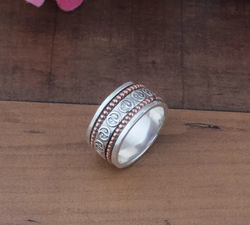 Miniatura 31 de Boho Spinner Ring, Mothers Day Gift, Silver 925 Women Ring, Sterling Silver 925 Ring, Fidget Spinner Ring,Women Silver Anxiety Ring
