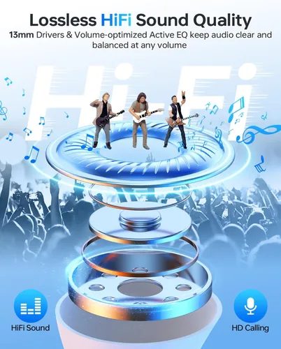 Miniatura 3 de KTGEE Auriculares inalámbricos Bluetooth 5.3, reproducción de 40 horas, auriculares estéreo con pantalla LED, estuche de carga IPX7, auriculares