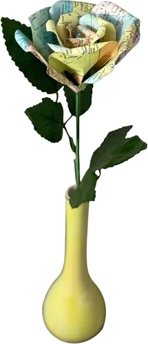 Miniatura 4 de Flores de papel de mapa hechas a mano, rosa de papel hecha a partir de páginas del Atlas Mundial recicladas, regalos para amantes de los viajes