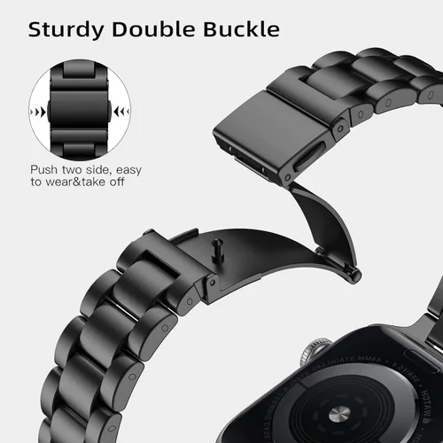 Miniatura 3 de Lenrao Correas delgadas de acero inoxidable compatibles con Apple Watch de 38mm 40mm 41mm 42mm 44mm 45mm 46mm para mujeres, correas de metal