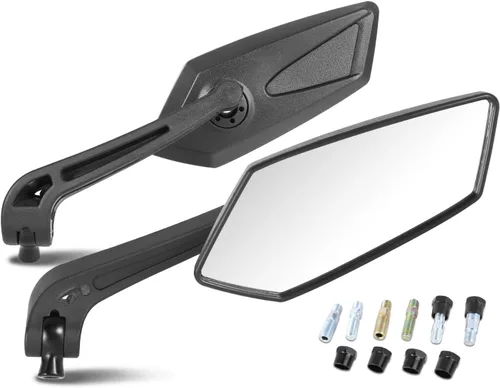 Miniatura 20 de DNA MOTORING Par de espejos retrovisores laterales para motocicleta, vidrio blanco, compatible con BMW Honda Suzuki Yamaha Kawasaki motocicleta