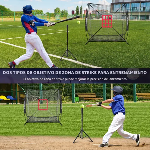 Miniatura 6 de BAGAIL Red de práctica de béisbol y sóftbol de 7 x 7 pies con marco de arco para bateo, golpeo, lanzamiento, equipo de entrenamiento de respaldo