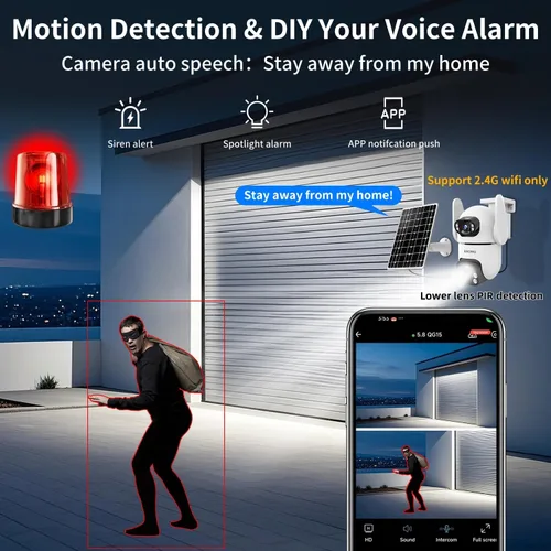 Miniatura 4 de ESCANU Cámaras de seguridad de doble lente inalámbricas para exteriores para seguridad del hogar, WiFi, audio de 2 vías, visión nocturna, detección