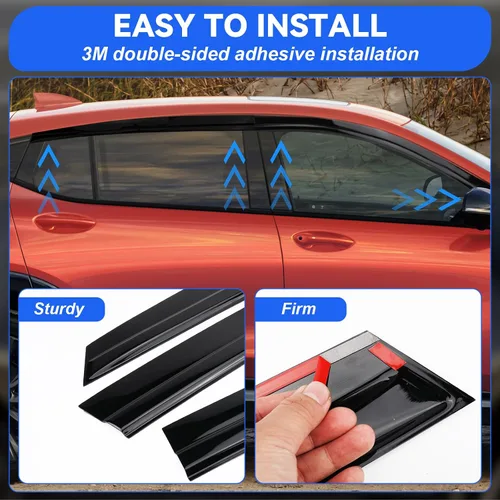 Miniatura 8 de Viseras adhesivas de bajo perfil para ventana, protectores de lluvia para Buick Envista 2024 2025, deflectores de ventana, reducen el ruido