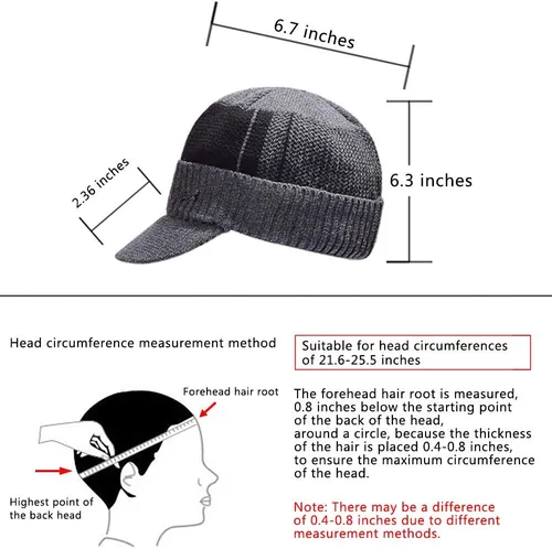 Miniatura 2 de Gorro de invierno para hombre con forro polar, con visera