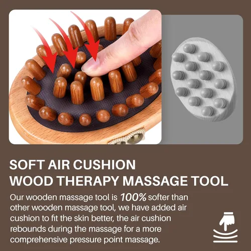 Miniatura 3 de Herramienta de masaje de terapia de madera para grasa abdominal, cepillo corporal de masaje de meridiano de madera para removedor de celulitis