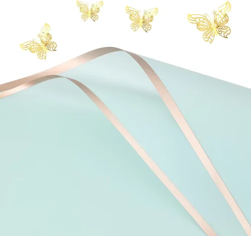 FWSA WRAPS Hojas de papel de regalo para ramo de flores, color verde, incluye mariposa 3D, 20 piezas de papel de embalaje floral Phnom Penh para